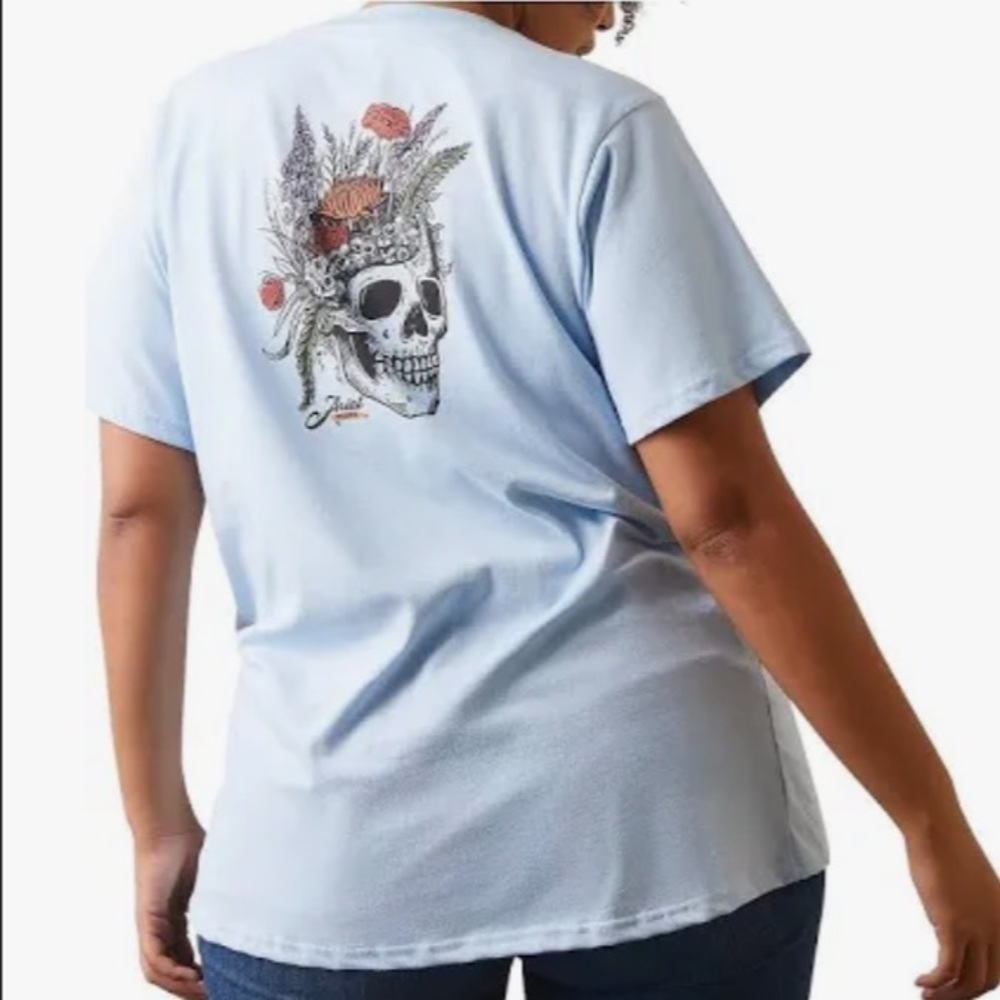 Ariat Women's Rebar CottonStrong Roughneck Graphic T-Shirt size medium blue - Picture 1 of 16